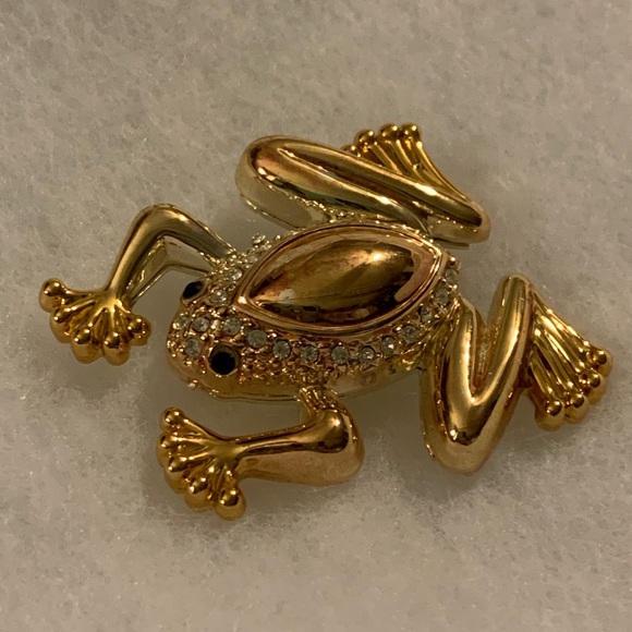 FROG BROOCH PIN BEST GOLD TONED VINTAGE - Picture 3 of 8